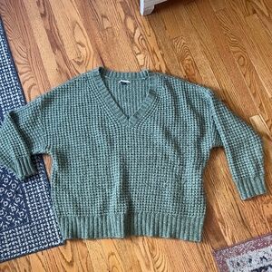American Eagle Green V-Neck Oversized Knit Sweater Womens XL Casual